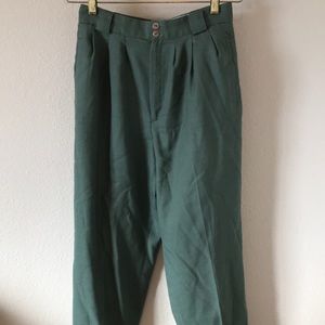 Vintage high waisted green wool trousers